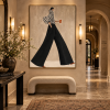 Modern and stylish canvas wall art featuring black and white stripes, suitable for decorating living rooms, hotels, offices, and boutiques