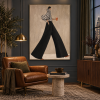 Modern and stylish canvas wall art featuring black and white stripes, suitable for decorating living rooms, hotels, offices, and boutiques