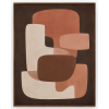 Terracotta Brown Retro Mid Century Geometric Abstract Canvas Wall Art Painting for Living Room Hotel Lobby Office Decor