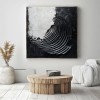 3D Textured Black & White Spiral abstract Art - Minimalist Wall Decor, Edgy Accent for Modern Interiors