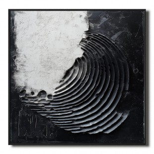 3D Textured Black & White Spiral abstract Art - Minimalist Wall Decor, Edgy Accent for Modern Interiors