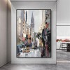 8th Avenue – abstract Cityscape Painting with Skyscraper | Modern Urban Canvas Art