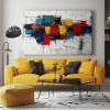 Artful Chaos: Colorful Geometric abstract Oil Painting - Bold Multicolor Wall Art, Modern Decor for Living Room Interiors