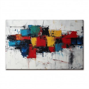 Artful Chaos: Colorful Geometric abstract Oil Painting - Bold Multicolor Wall Art, Modern Decor for Living Room Interiors