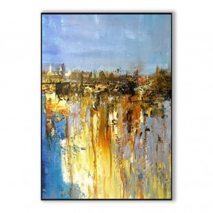 Augsburg – abstract Cityscape Painting with Textured Brushwork and Vibrant Colors