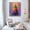 Aurora Christmas - Rainbow Holiday tree Oil Painting, Festive Textured Canvas Wall Art