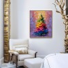Aurora Christmas - Rainbow Holiday tree Oil Painting, Festive Textured Canvas Wall Art