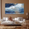 Azure Dreamscape-Modern abstract Oil Painting, Blue and Gold Textured Wall Art for Home Decor
