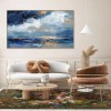 Azure Dreamscape-Modern abstract Oil Painting, Blue and Gold Textured Wall Art for Home Decor