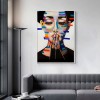 Belle-Modern abstract Woman Face Art - Vibrant Color Blocks Wall Painting