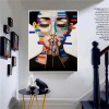 Belle-Modern abstract Woman Face Art - Vibrant Color Blocks Wall Painting