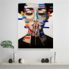 Belle-Modern abstract Woman Face Art - Vibrant Color Blocks Wall Painting