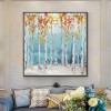 Birch-Autumn Birch Forest Oil Painting with Colorful Foliage | Modern Wall Art for Home Decor