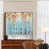 Birch-Autumn Birch Forest Oil Painting with Colorful Foliage | Modern Wall Art for Home Decor