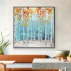 Birch-Autumn Birch Forest Oil Painting with Colorful Foliage | Modern Wall Art for Home Decor