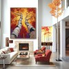 Birch tree abstract Oil Painting - Large Textured Wall Art
