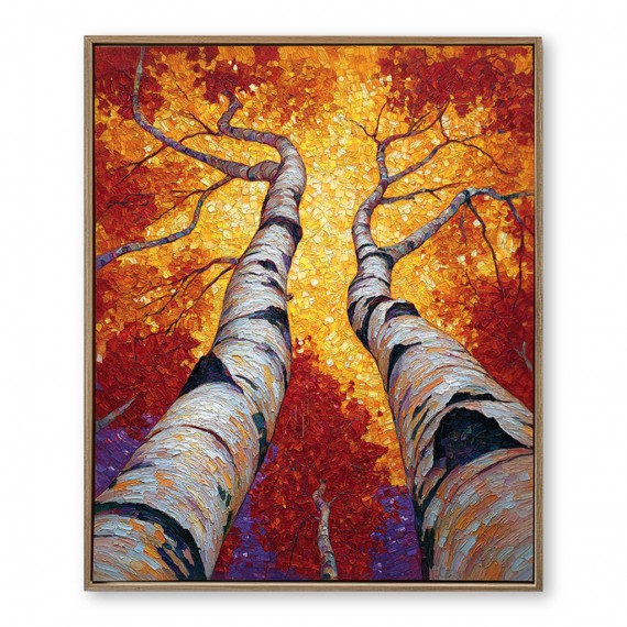 Birch tree abstract Oil Painting - Large Textured Wall Art