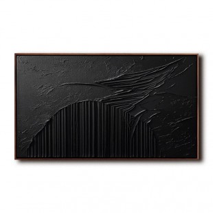 Black Depth-Monochrome Textured abstract Painting for Contemporary Interiors