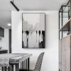 Black and White Cityscape abstract Painting – Vertical Modern Wall Art for Minimalist Decor