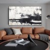 Black and White abstract Oil Painting: Minimalist Wall Decor
