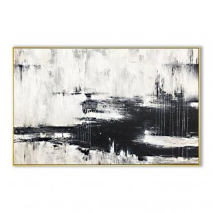 Black and White abstract Oil Painting: Minimalist Wall Decor
