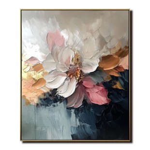 Blear Bloom -  abstract Floral Oil Painting, Textured Blooming Flower Wall Art for Home Decor
