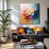 Bloom Radiance - Colorful Textured Floral Oil Painting for Modern Elegant Decor