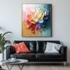 Bloom Radiance - Colorful Textured Floral Oil Painting for Modern Elegant Decor