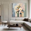 Blooming Archway-abstract Floral Bouquet in Geometric Vase Oil Painting , Modern Home Decor for Living Room & Bedroom