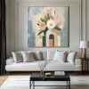 Blooming Archway-abstract Floral Bouquet in Geometric Vase Oil Painting , Modern Home Decor for Living Room & Bedroom