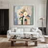 Blooming Archway-abstract Floral Bouquet in Geometric Vase Oil Painting , Modern Home Decor for Living Room & Bedroom