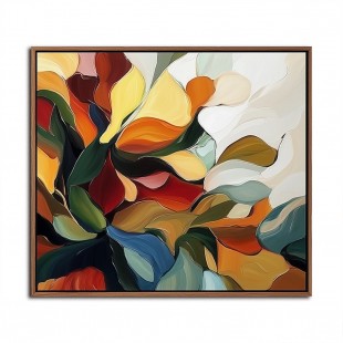 Blooming Essence - Colorful abstract Floral Oil Painting - Vibrant Multicolor Wall Art, Modern Botanical Decor for Living Room & Bedroom