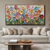 Blooming Meadow-Colorful Textured Floral Oil Painting for Living Room Decor