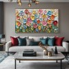 Blooming Meadow-Colorful Textured Floral Oil Painting for Living Room Decor
