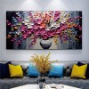 Blooming Melody-Impasto Colorful Flower Bouquet in Vase Oil Painting, Vibrant Floral Wall Art for Home Decoration
