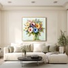 Blooming Symphony — 3D Textured Floral Bouquet Oil Painting, Colorful Flower Wall Art