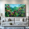 Blooming Vistas – abstract Floral Landscape Painting, Colorful Textured Canvas Wall Art