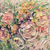 Blooming Whispers - Textured Floral Oil Painting for Living Room Wall Decor