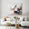 Blossom Haven – Textured Floral Oil Painting - Modern abstract Blossoms in Soft Pink & White, Neutral Tones Wall Art for Home Decor