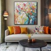 Blossom tree: Vibrant Serenity-Textured Colorful Flower tree Oil Painting, 3D Impasto Wall Art for Home Decor