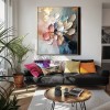 Blossoms in Motion-abstract Floral Oil Painting – Textured 3D Wall Art for Modern Interiors