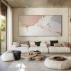 Blushing Horizon-Large Horizontal abstract Textured Oil Painting for Living Room