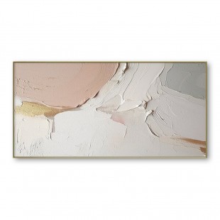 Blushing Horizon-Large Horizontal abstract Textured Oil Painting for Living Room