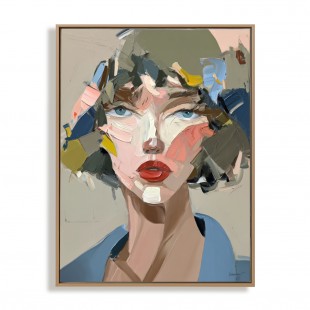Bold Gaze – Plaster Art Texture Painting abstract Female Portrait Oil Painting on Canvas
