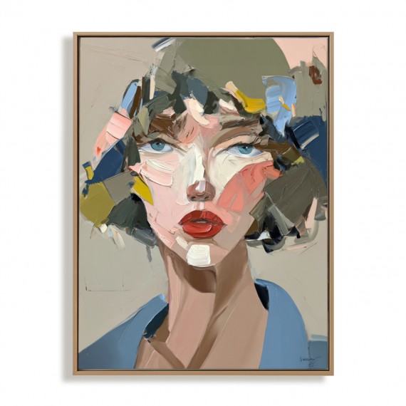 Bold Gaze – Plaster Art Texture Painting abstract Female Portrait Oil Painting on Canvas
