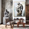 Bound Thought – Textured Figurative Oil Painting, Modern Minimalist Sculpture-Inspired Wall Art for Home or Office
