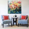 Bouquet of Flowers-Colorful abstract Floral Oil Painting on Textured Canvas