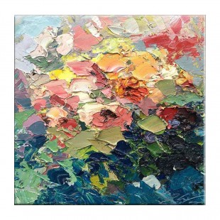 Bouquet of Flowers-Colorful abstract Floral Oil Painting on Textured Canvas