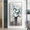 Bouquet of Ice Flowers-Original Vertical abstract Floral Painting for Modern Decor