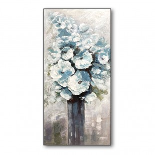 Bouquet of Ice Flowers-Original Vertical abstract Floral Painting for Modern Decor